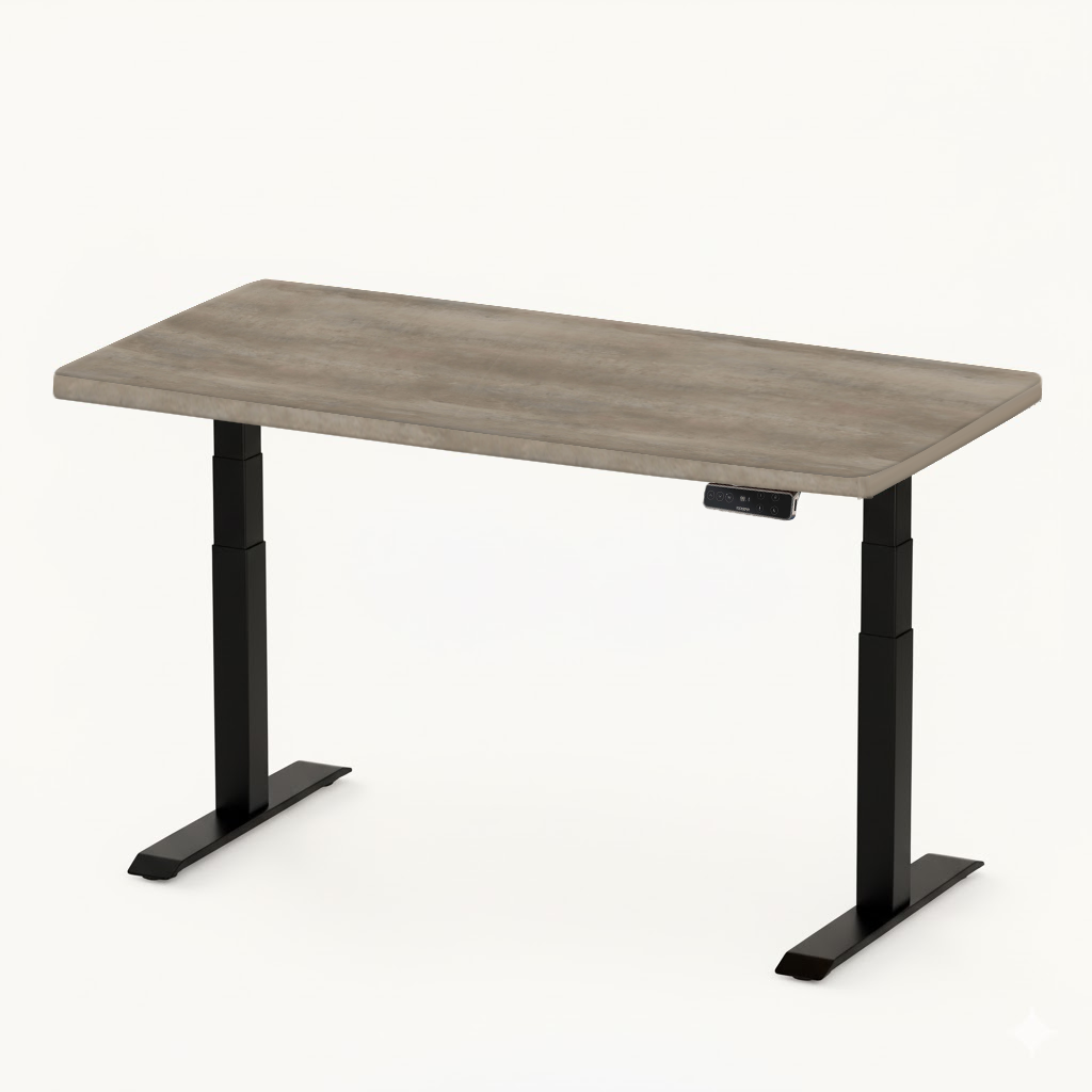 FlexiSpot E7 - Dual Motor Premium Standing Desk With Black Frame - Desert Ash
