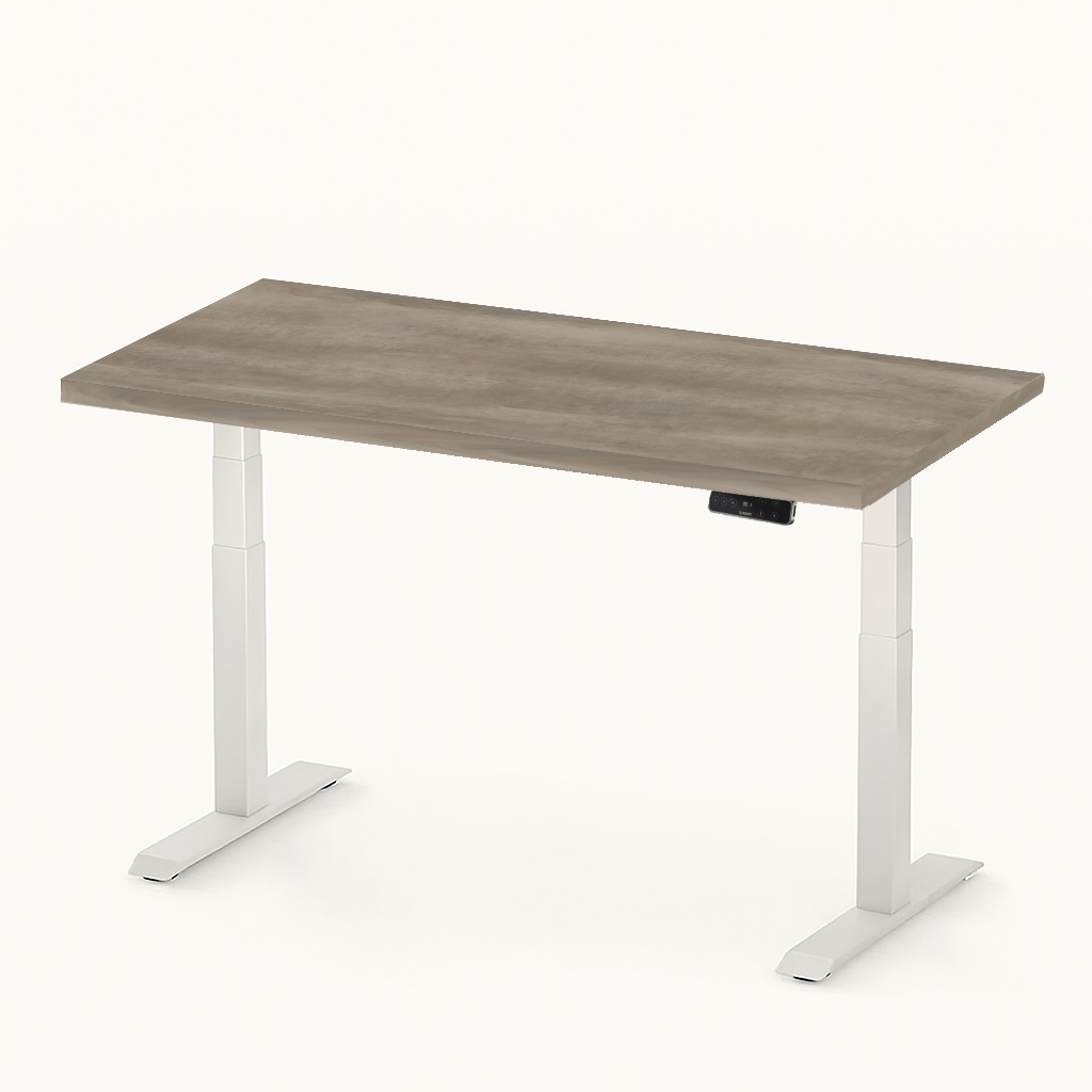 FlexiSpot E7 - Dual Motor Premium Standing Desk With White Frame - Desert Ash