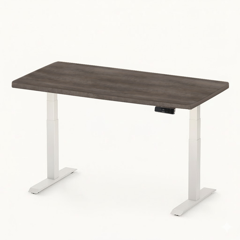 FlexiSpot E7 - Dual Motor Premium Standing Desk With White Frame - StoneWood