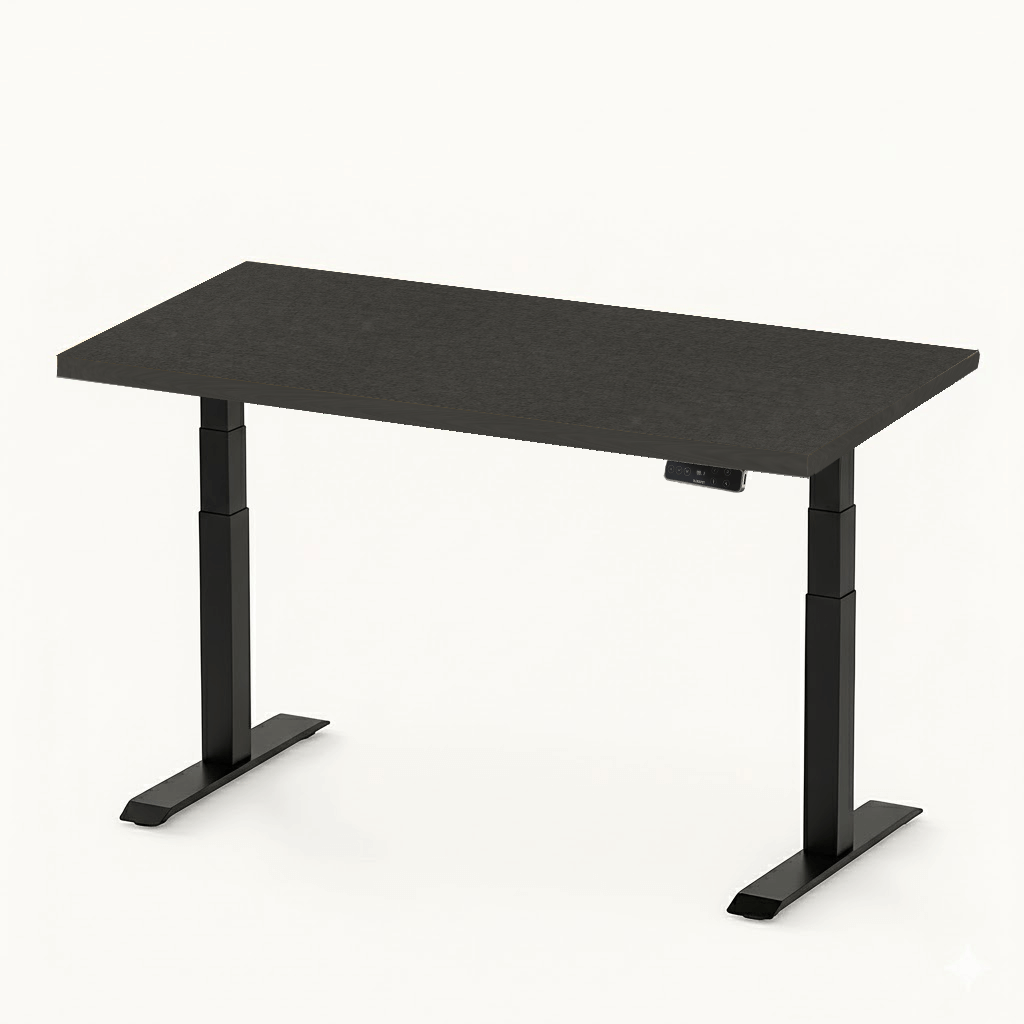 FlexiSpot E7 - Dual Motor Premium Standing Desk With Black Frame - Charcoal Weave