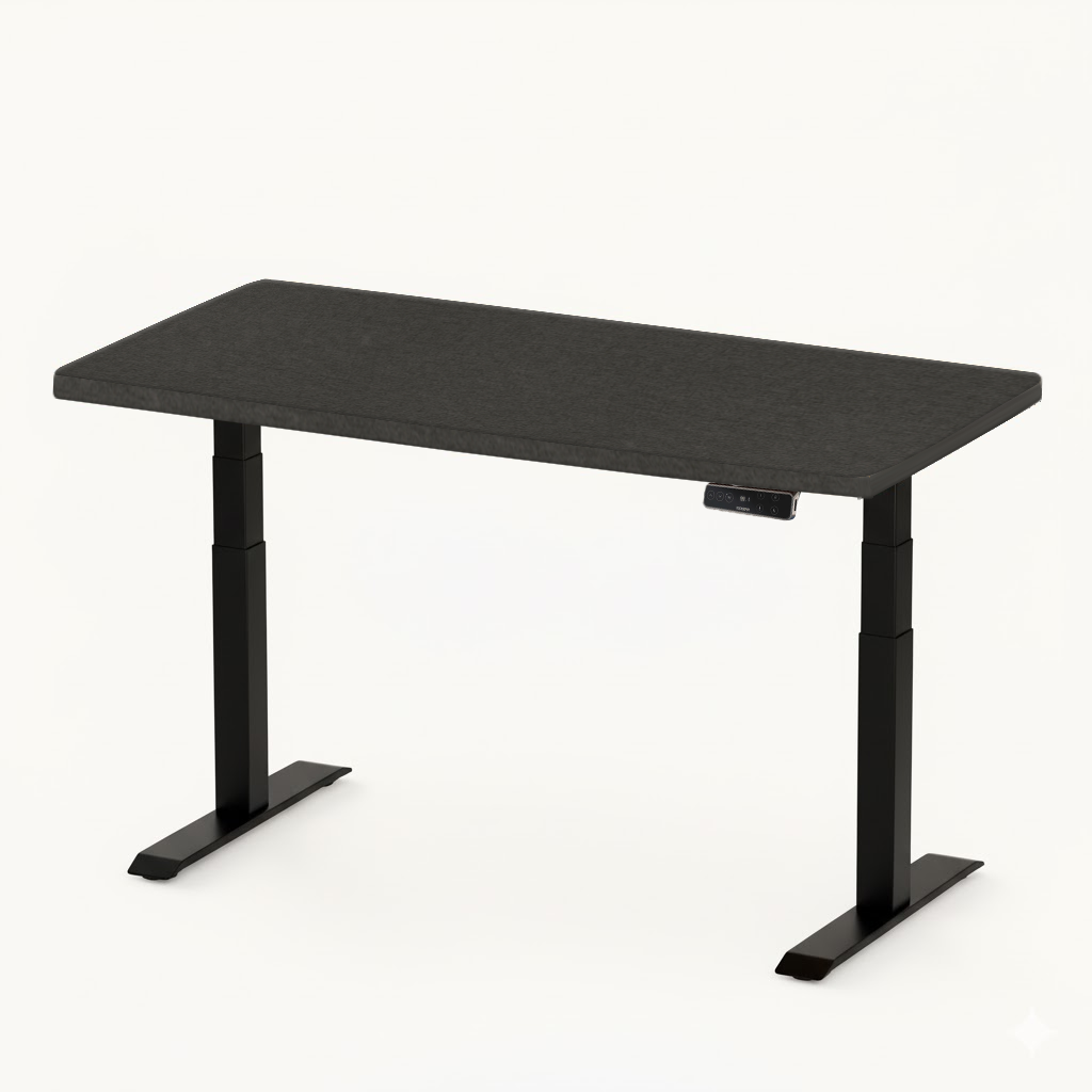 FlexiSpot E7 - Dual Motor Premium Standing Desk With Black Frame - Charcoal Weave