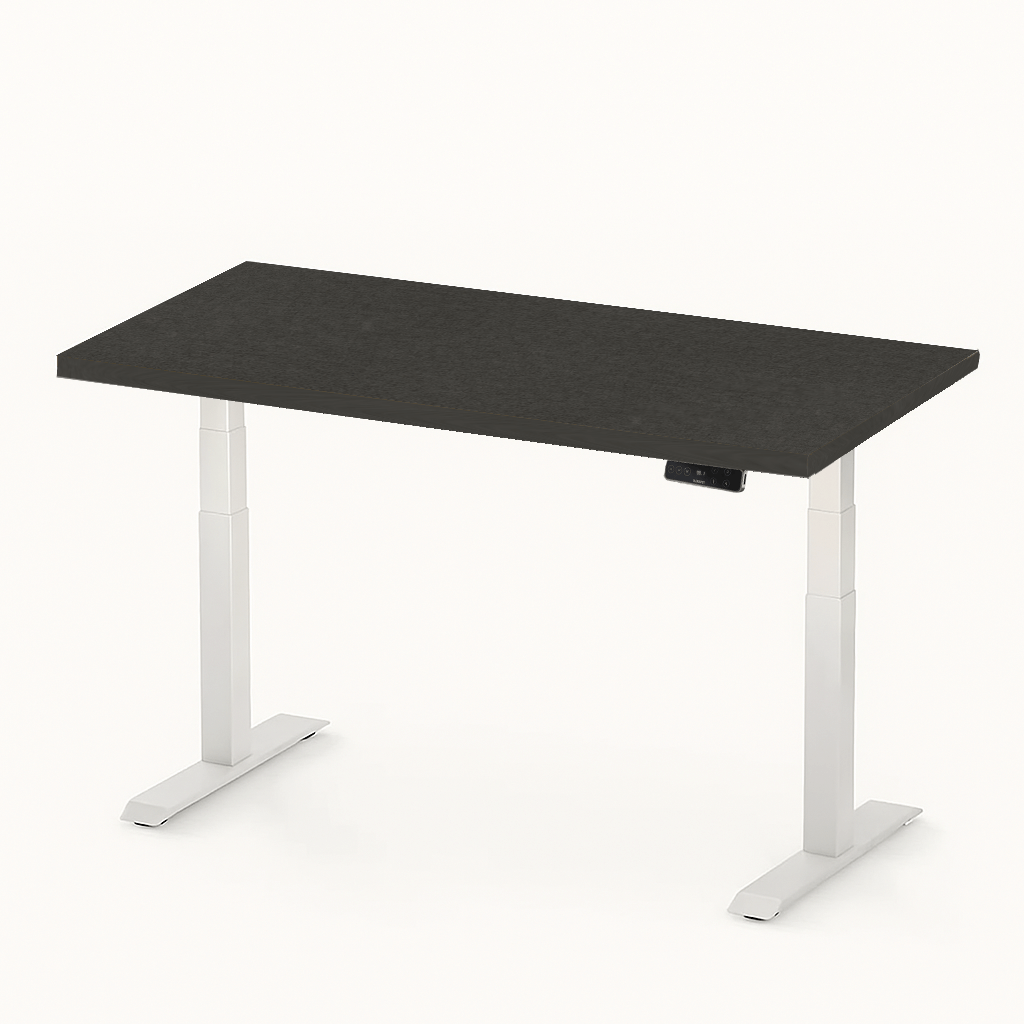 FlexiSpot E7 - Dual Motor Premium Standing Desk With White Frame - Charcoal Weave