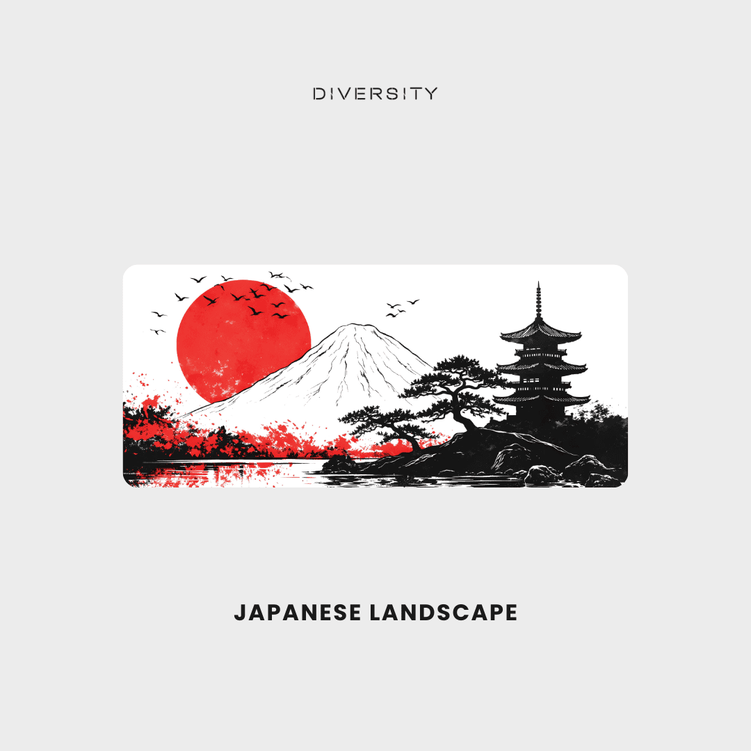 Printed Leather Desk Mat - Japanese Landscape