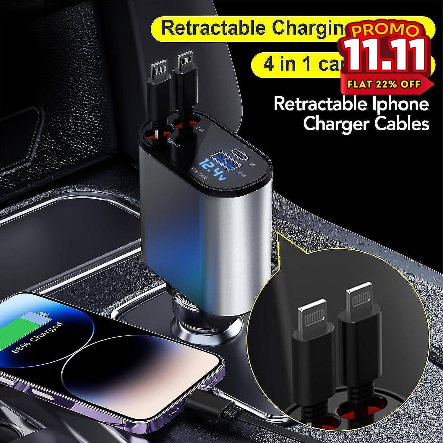 4 in 1 Retractable Car Phone Charger-DIVERSITY