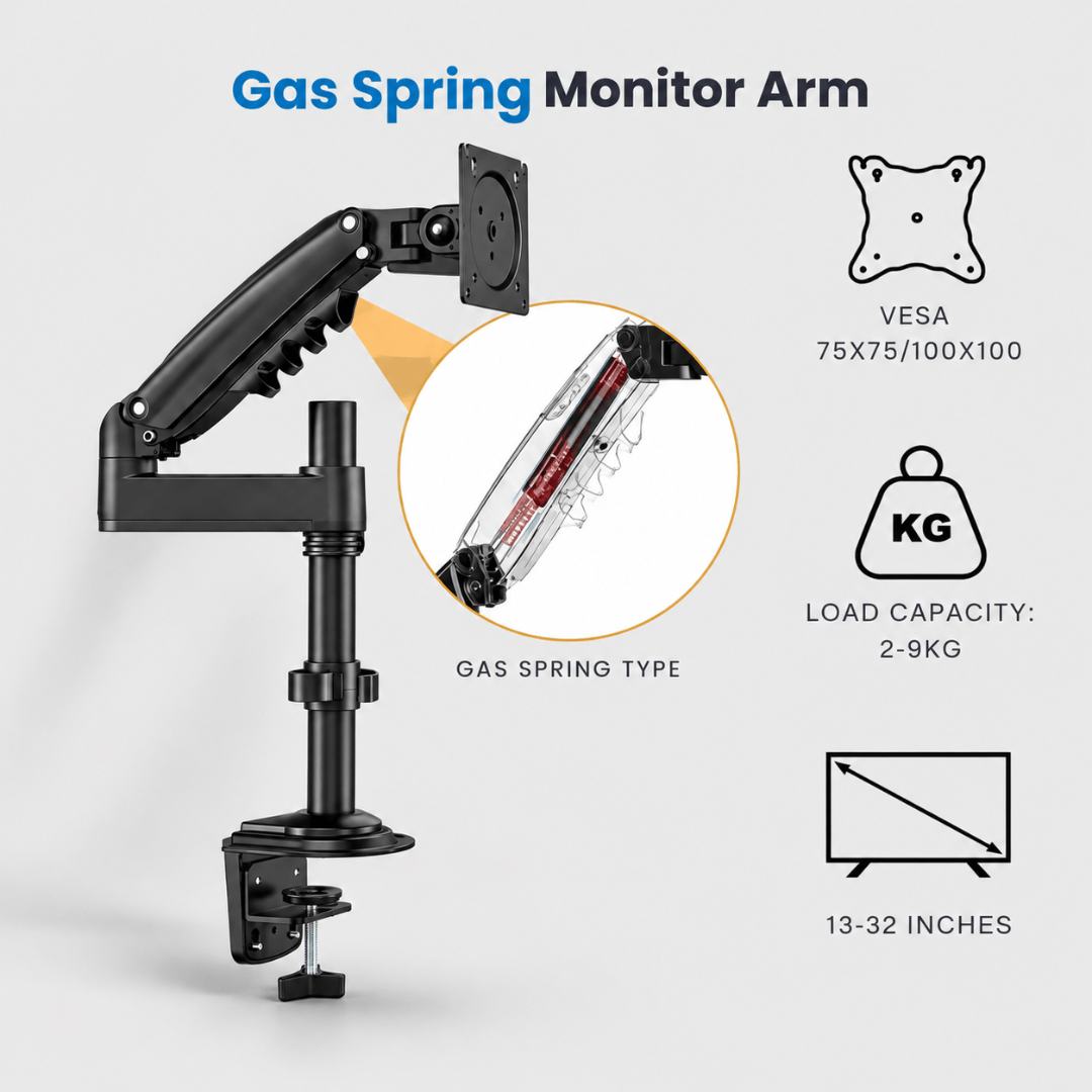 HUANUO Elevation Single Monitor Arm for 13 to 32 Inch Screens