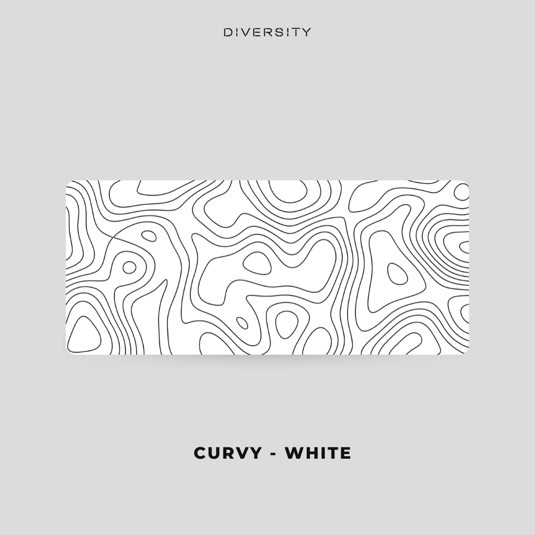 Printed Leather Desk Mat - Curvy White