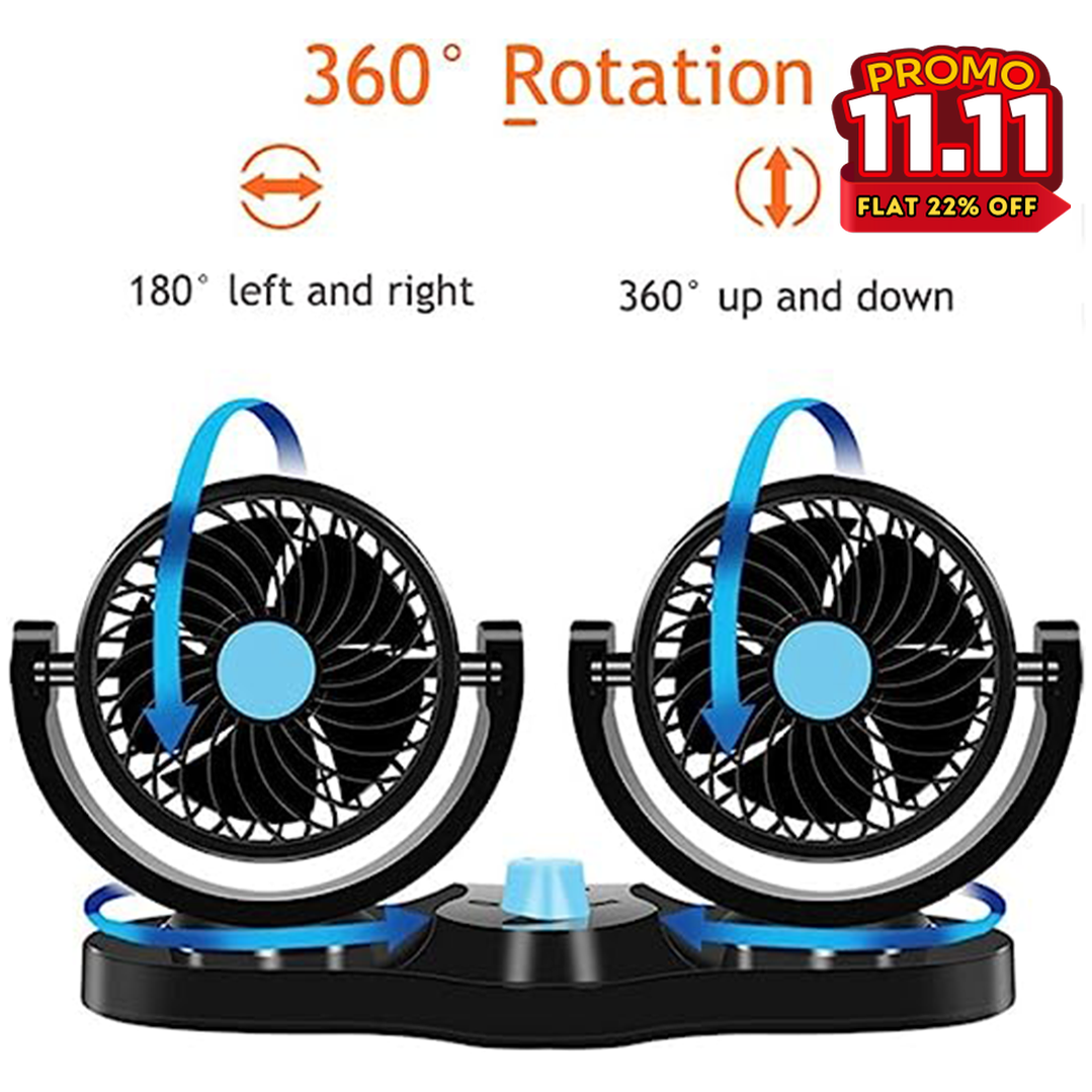 Adjustable Dual Head Car Fan-DIVERSITY