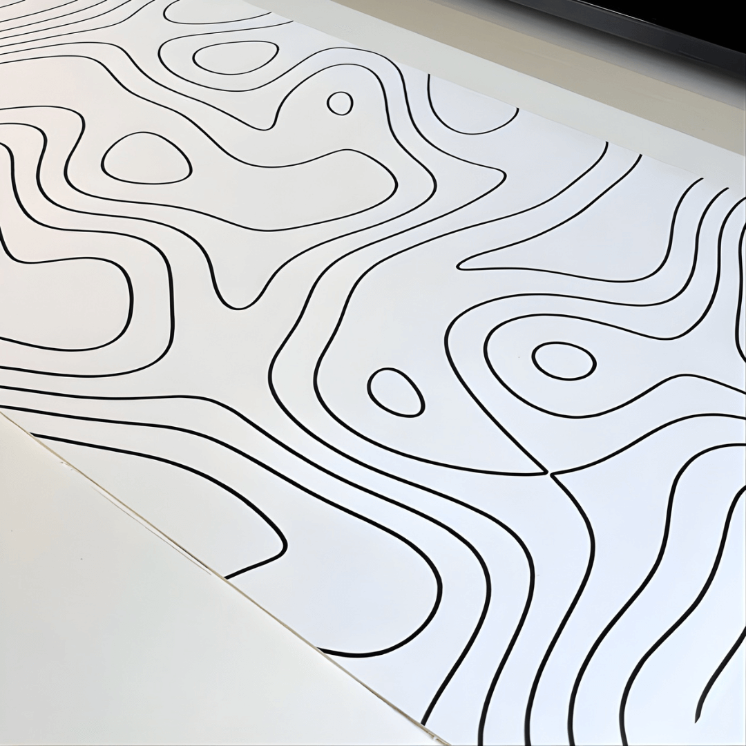 Printed Leather Desk Mat - Curvy White