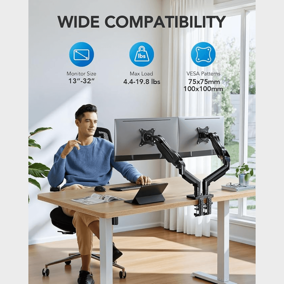 HUANUO FlowLift Dual Monitor Arms fro 13 to 32 Inch Screens