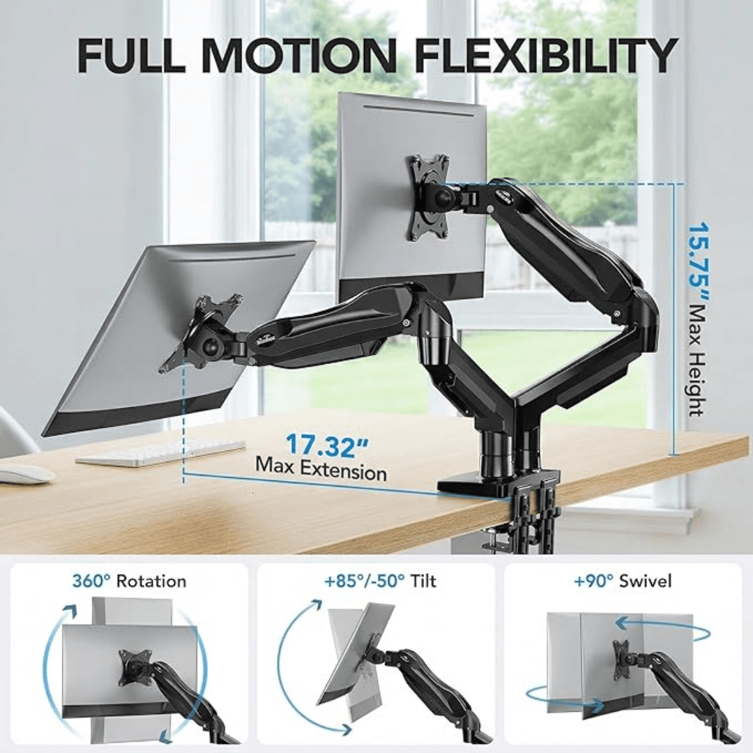 HUANUO FlowLift Dual Monitor Arms fro 13 to 32 Inch Screens