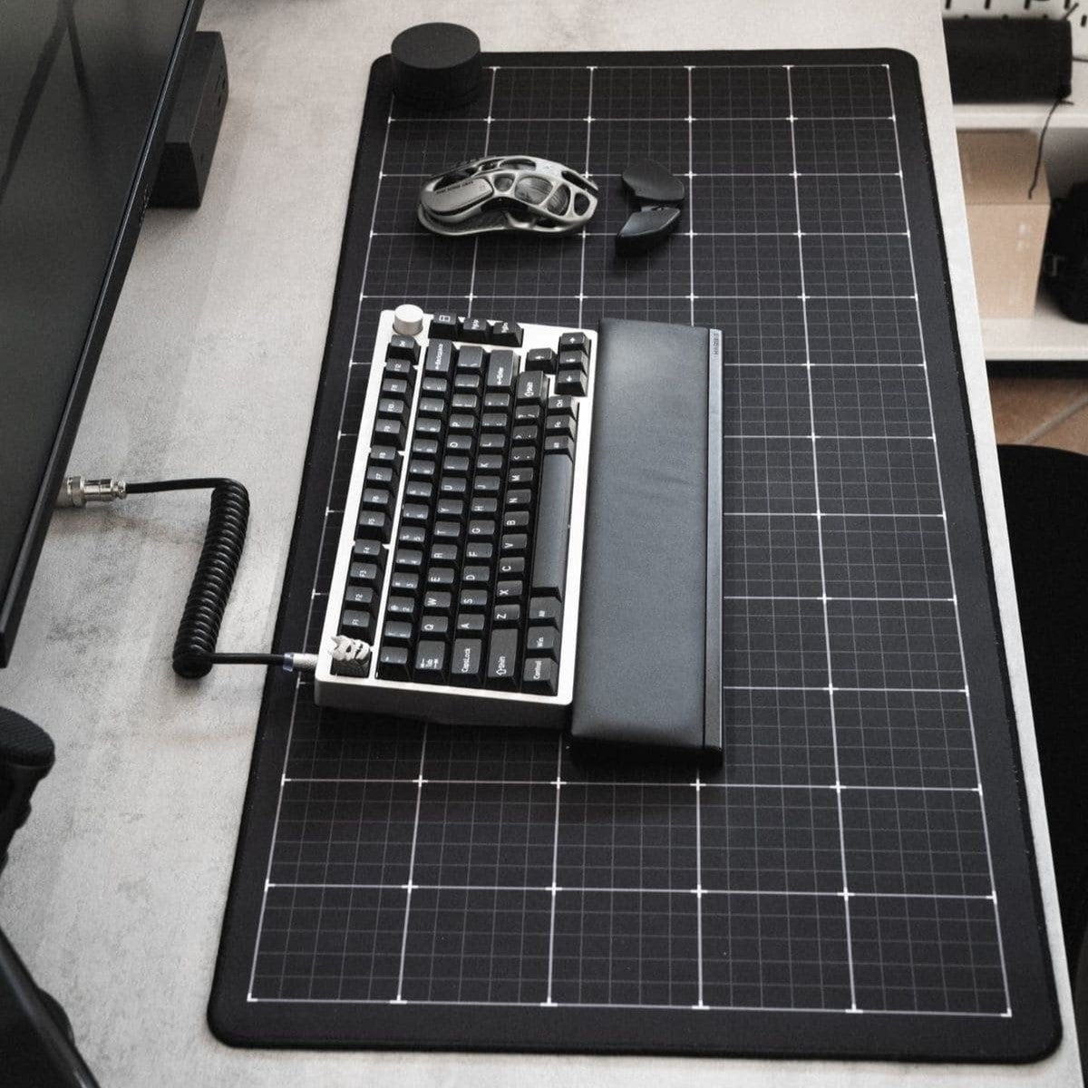 Printed Leather Desk Mat - Grid