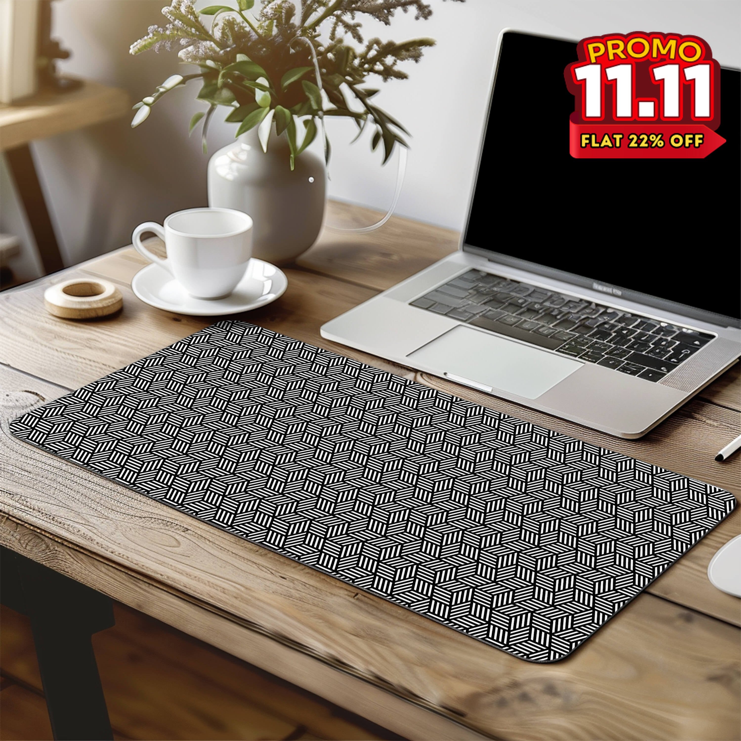 Printed Desk Mat - Hexagon Pattern-DIVERSITY