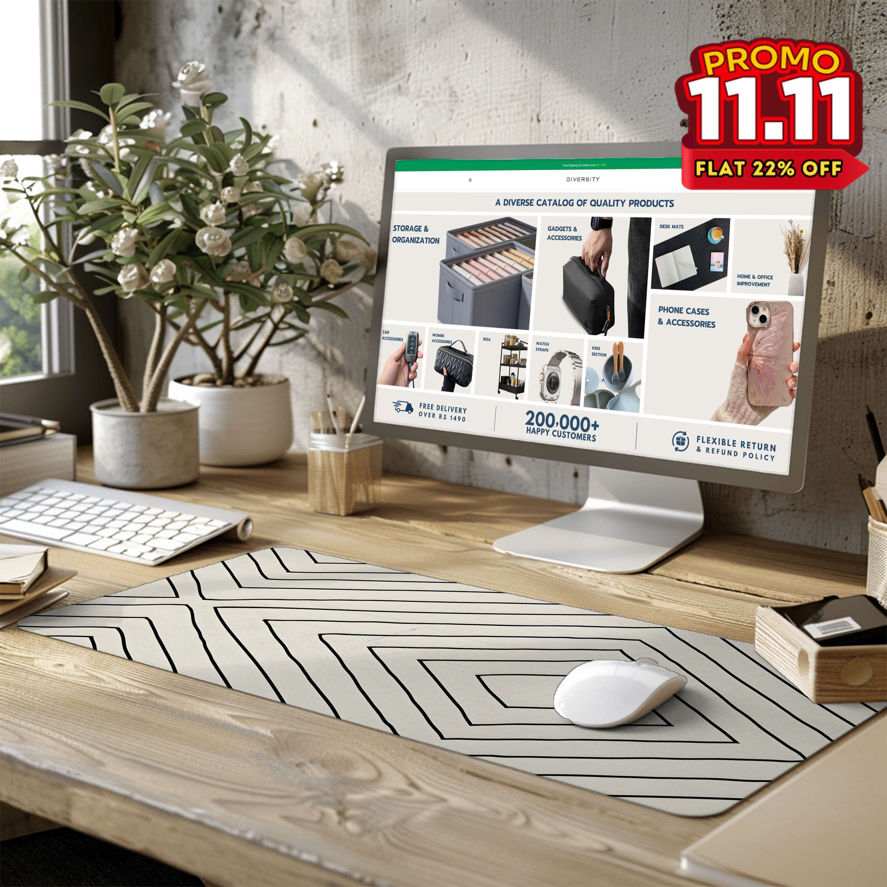 Printed Desk Mat - Diamond Pattern-DIVERSITY