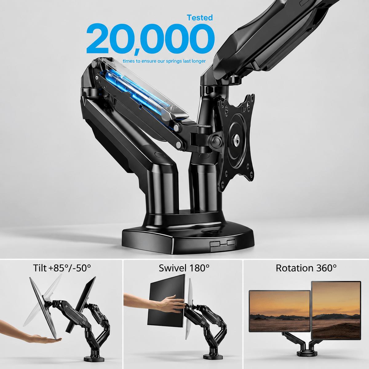 HUANUO Dual Monitor Arms Stand for 13 to 32 Inch Screens