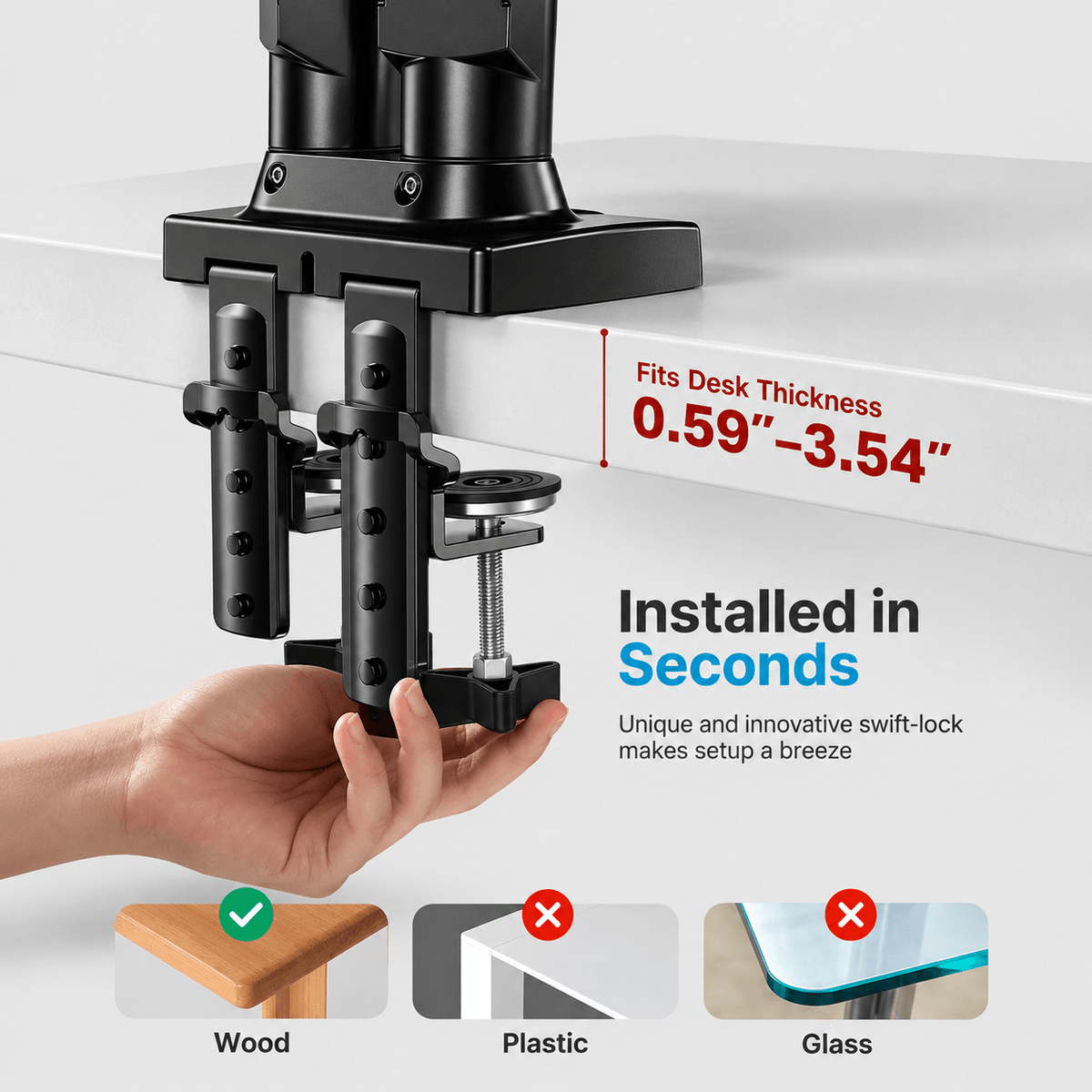 HUANUO Dual Monitor Arms Stand for 13 to 32 Inch Screens