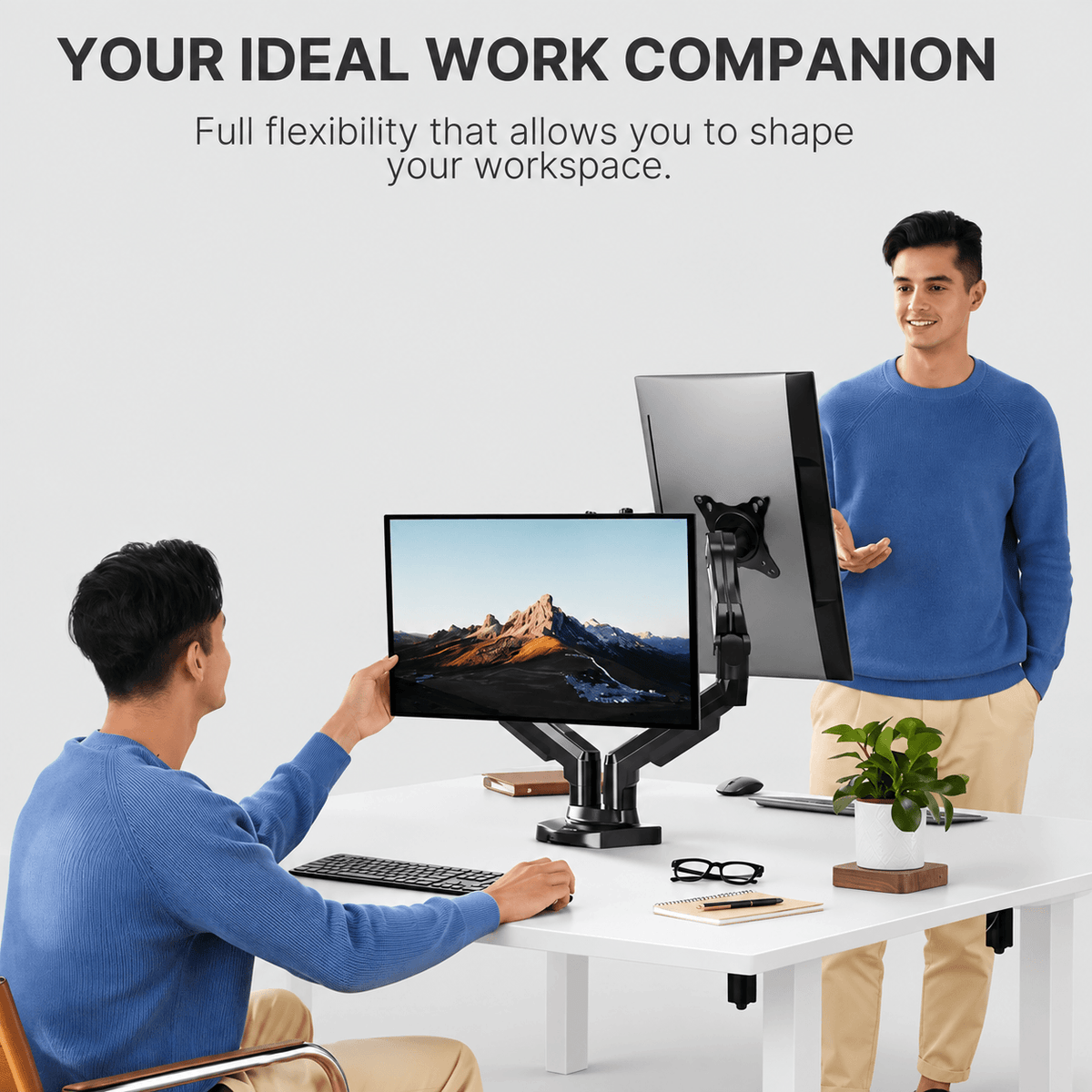 HUANUO Dual Monitor Arms Stand for 13 to 32 Inch Screens