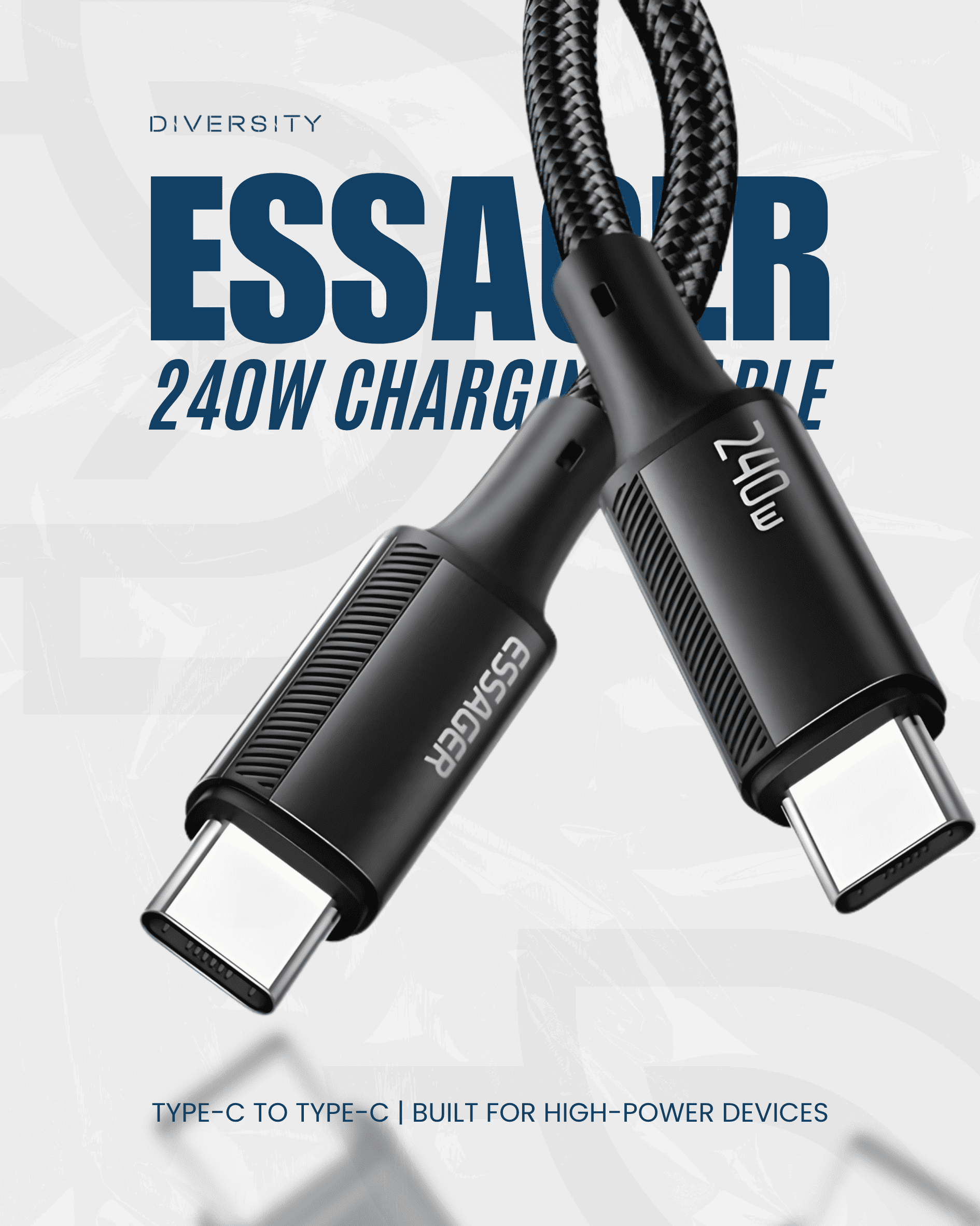 Essager 240W USB-C to USB-C Cable with Digital Display