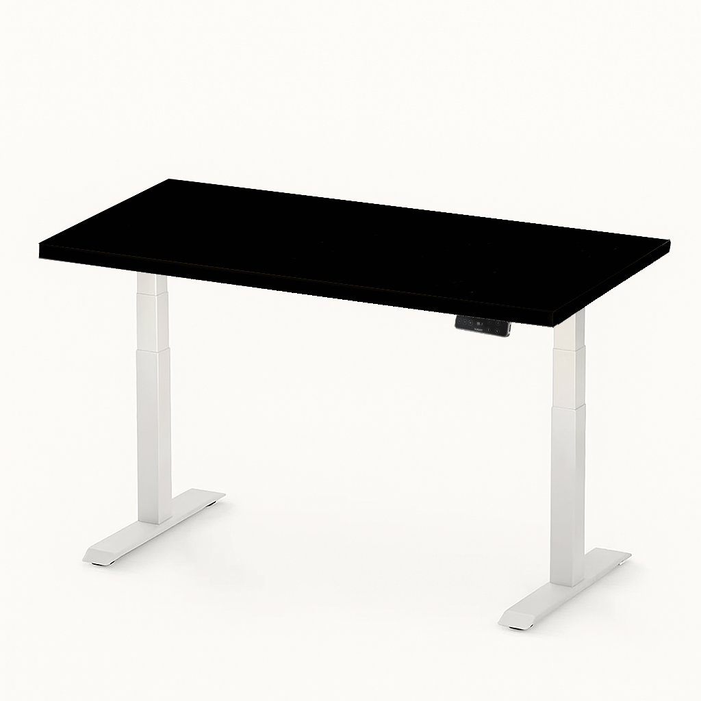 FlexiSpot E7 - Dual Motor Premium Standing Desk With White Frame - Obsidian Black