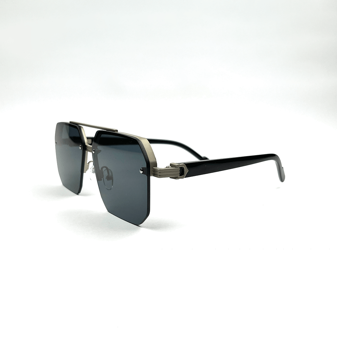 Octagon Rimless Sunglasses - Silver Black