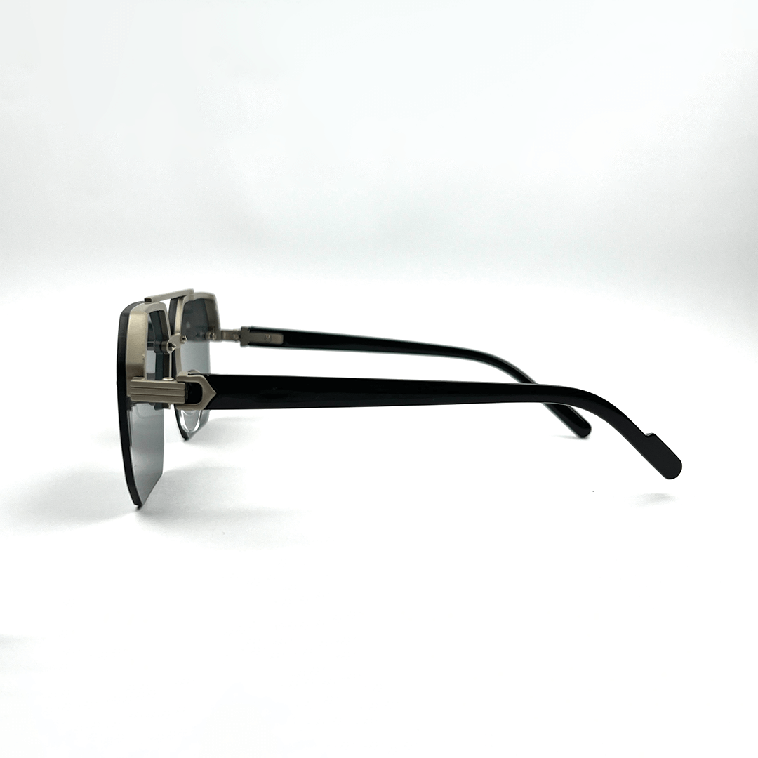 Octagon Rimless Sunglasses - Silver Black