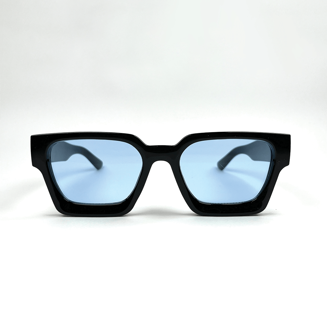Urban Edge Rectangular Sunglasses - Black Frame Blue Lens