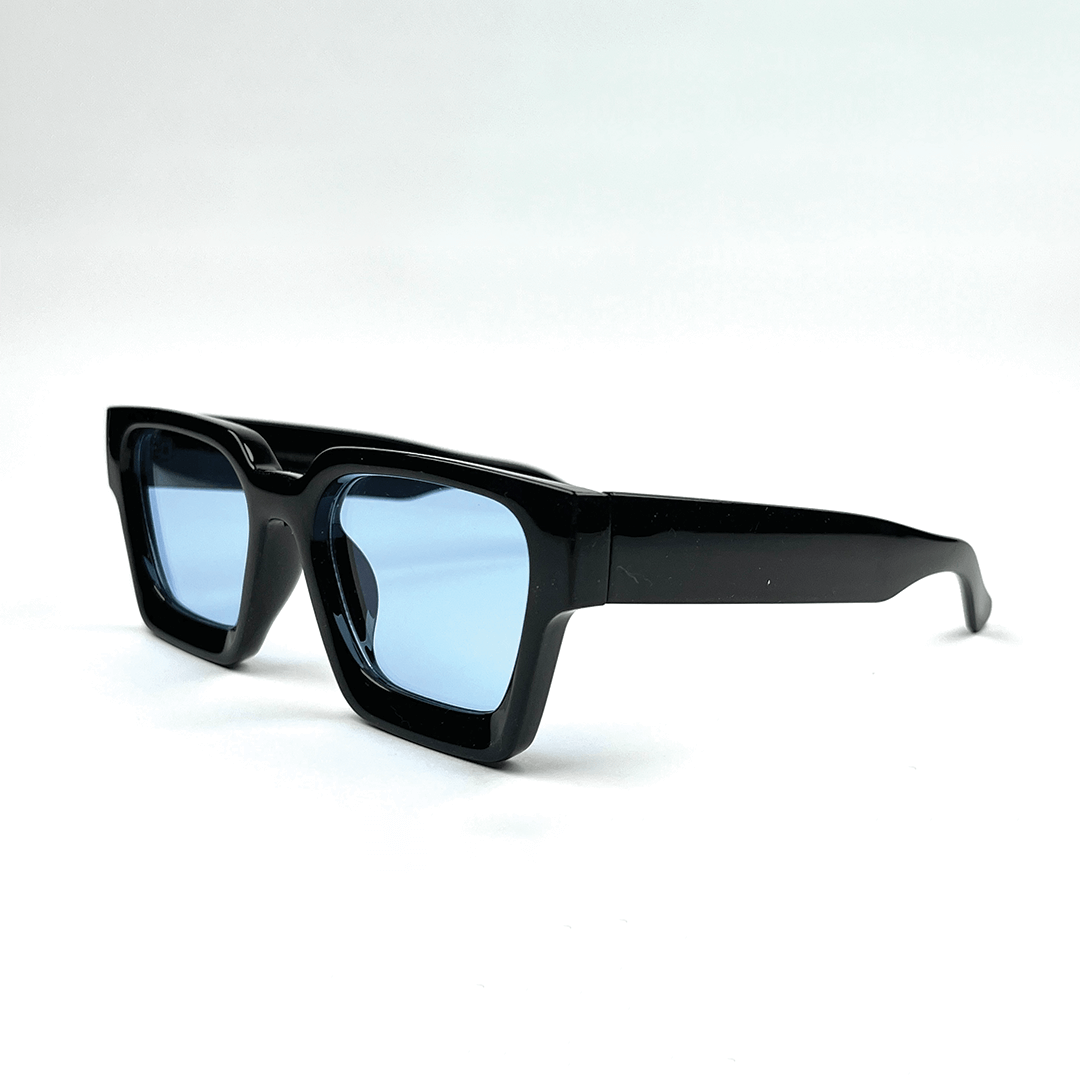 Urban Edge Rectangular Sunglasses - Black Frame Blue Lens