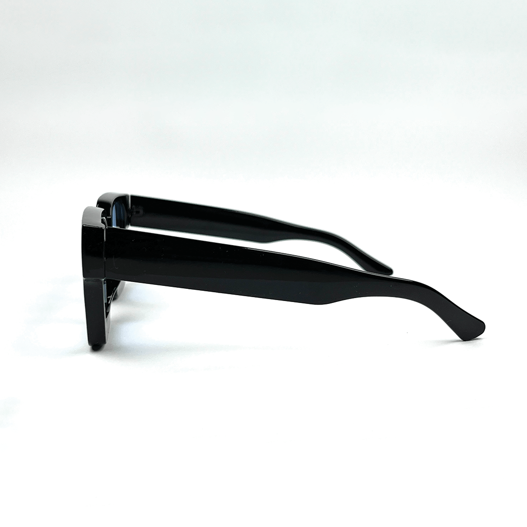 Urban Edge Rectangular Sunglasses - Black Frame Blue Lens