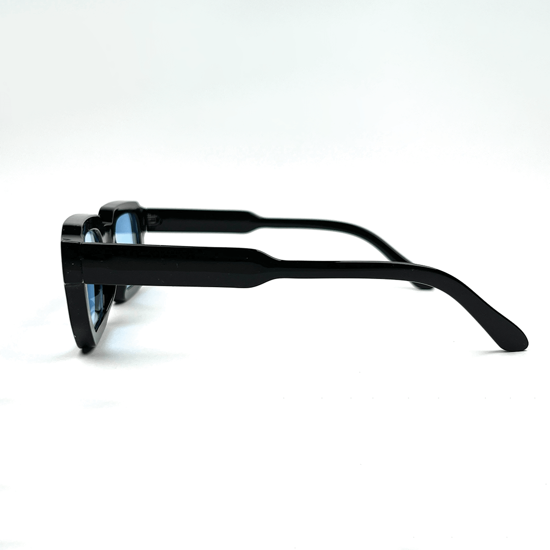 Modern Square Luxe Sunglasses - Black Frame Blue Lens
