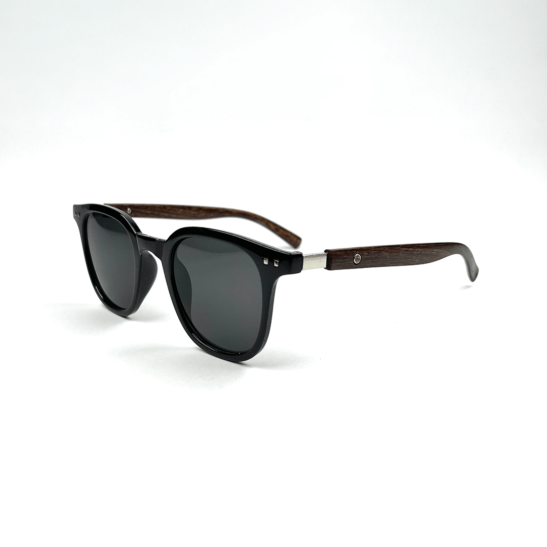 Retro Wood Texture Wayfarer Sunglasses - Frosted Black