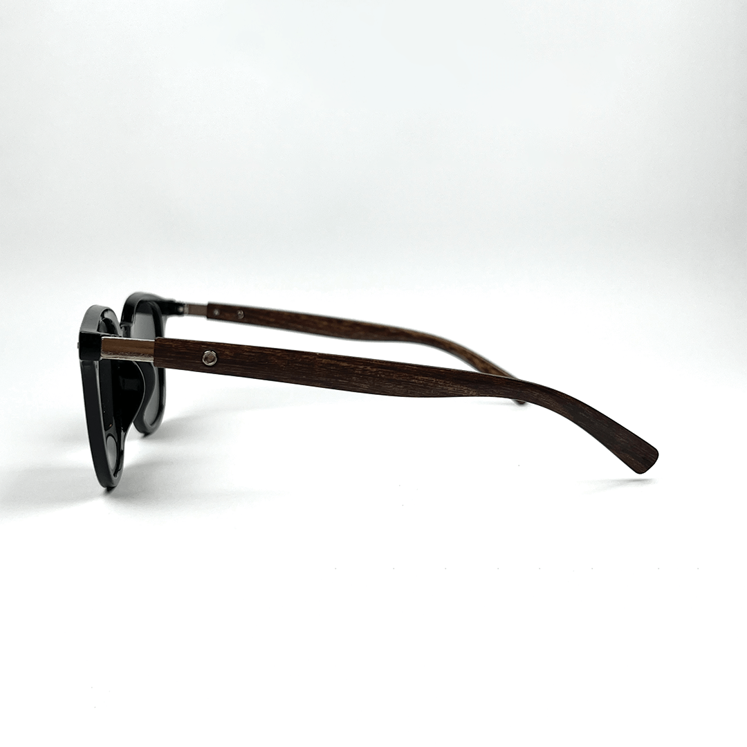 Retro Wood Texture Wayfarer Sunglasses - Frosted Black