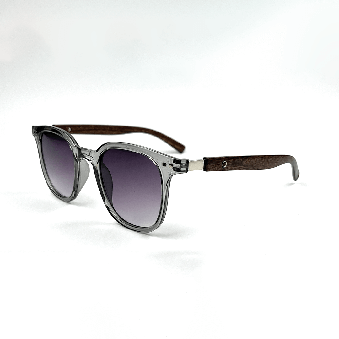 Retro Wood Texture Wayfarer Sunglasses - Transparent Grey