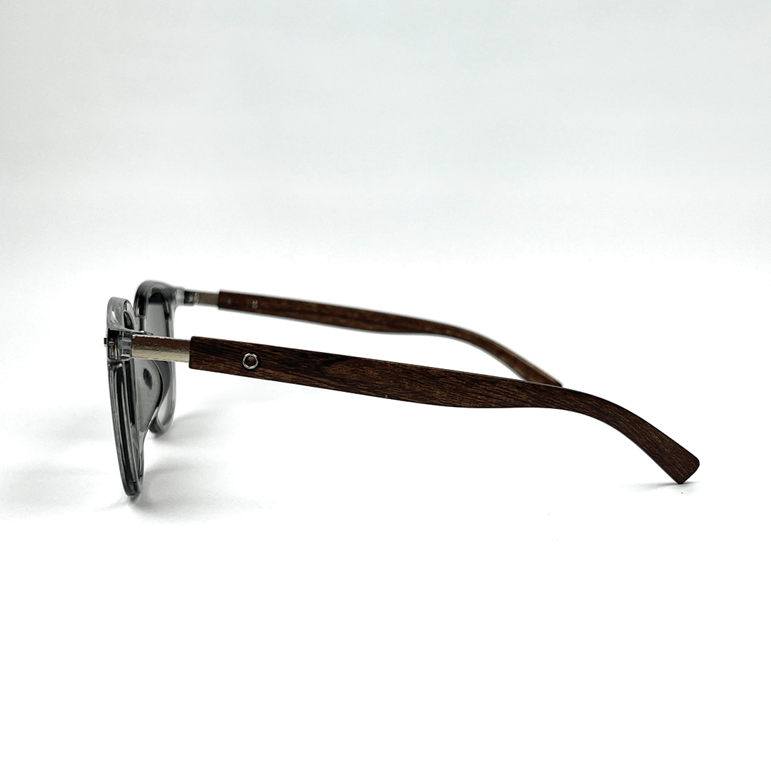 Retro Wood Texture Wayfarer Sunglasses - Transparent Grey