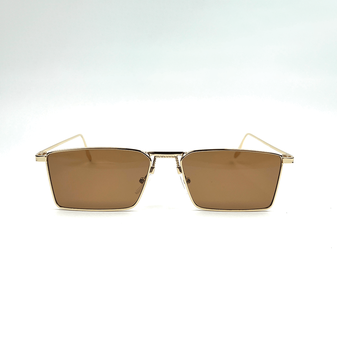 NEXUS Rectangular Sunglasses - Gold Frame Brown Lens