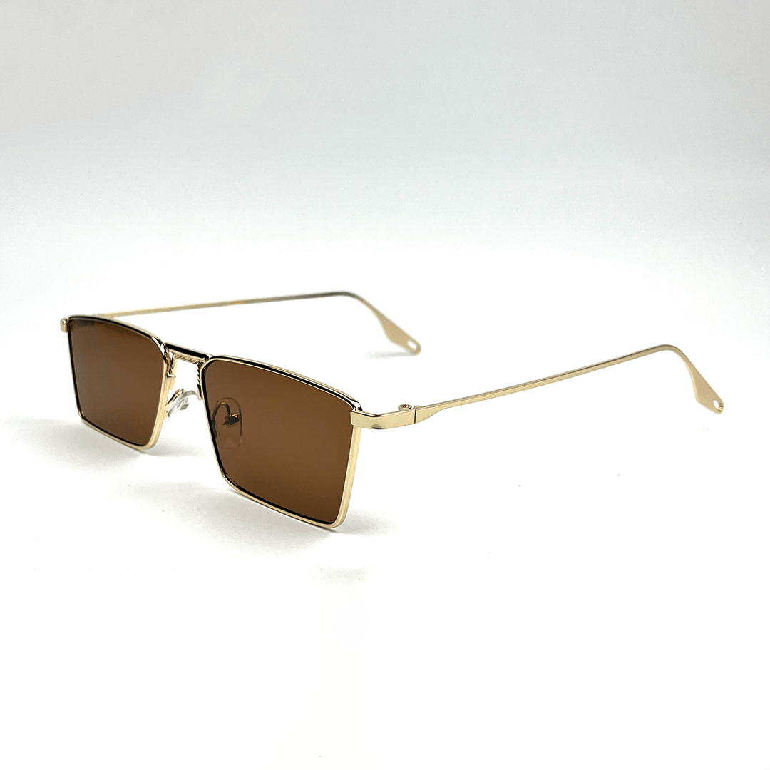 NEXUS Rectangular Sunglasses - Gold Frame Brown Lens