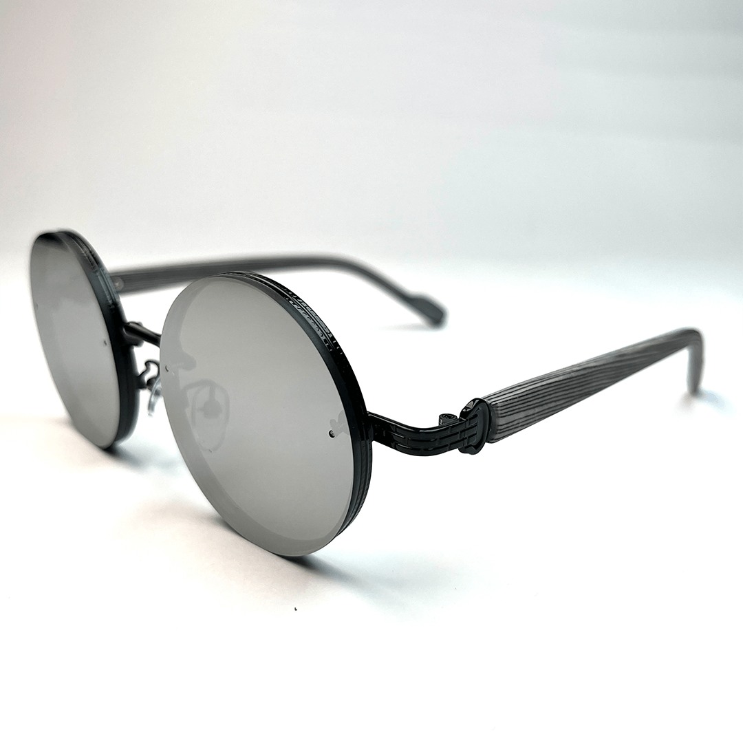 Retro Steampunk Round Sunglasses - Grey