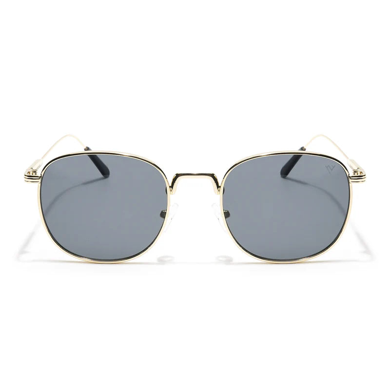Modern Noir Round Sunglasses - Gold Black