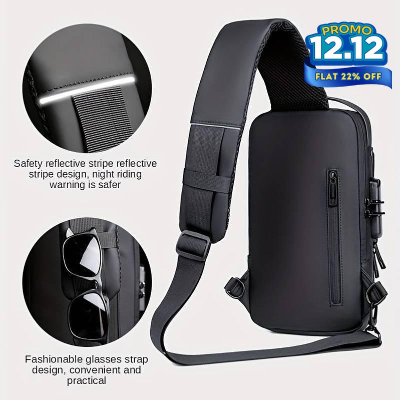 Crossbody Tech Sling Bag With USB Charging Port-DIVERSITY