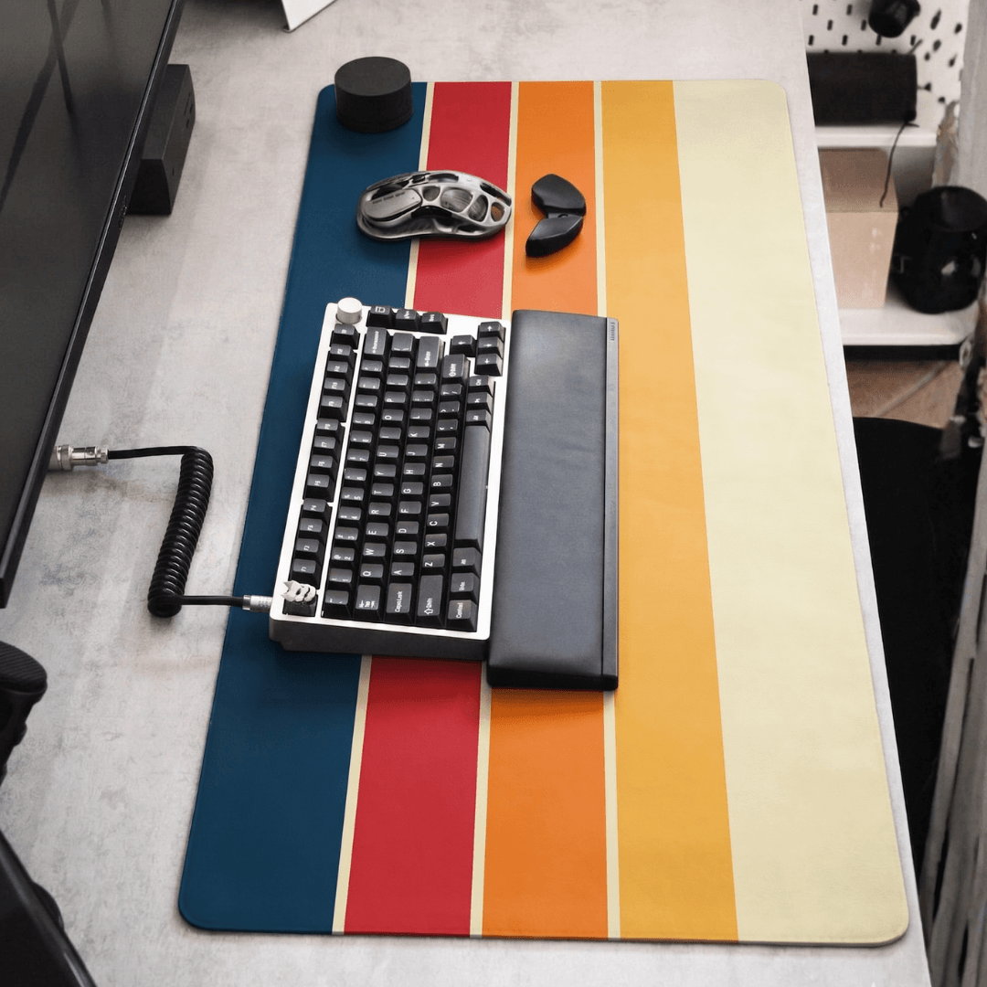 Printed Leather Desk Mat - Retro Horizon