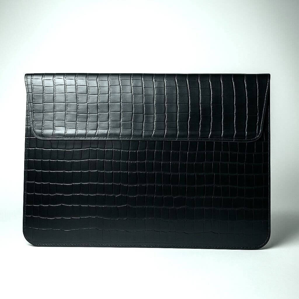 Croc Textured Leather Laptop Sleeve