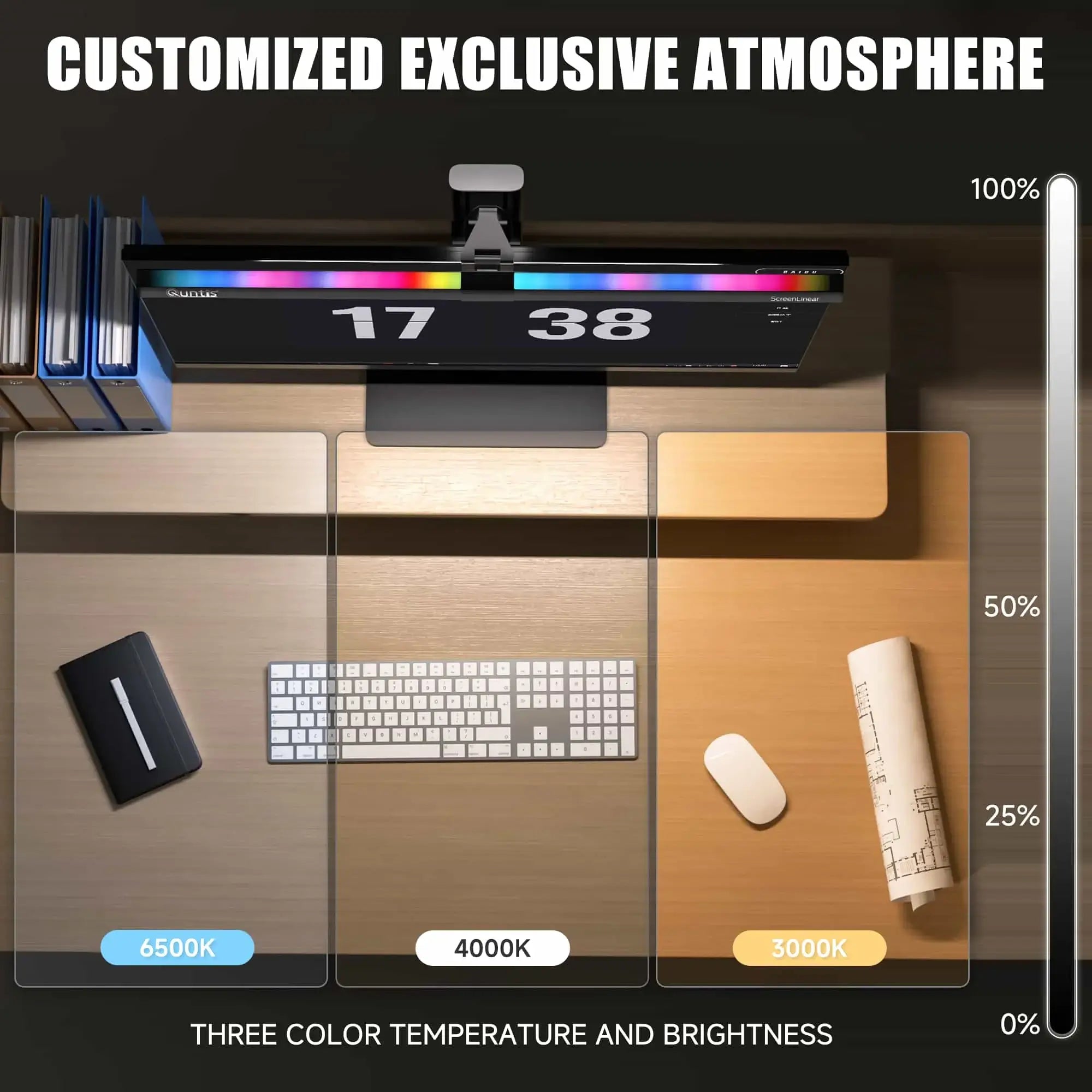 Quntis LED ScreenLinear RGB Dual Light Gaming Monitor Light Bar (19.7")