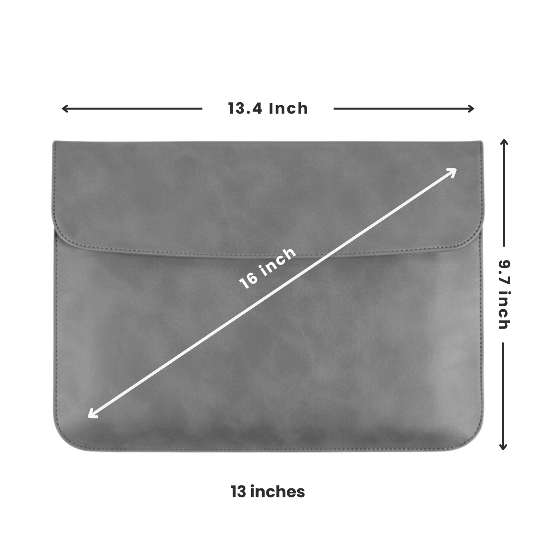 PU Leather Laptop Sleeve With Power Pouch - Sky Blue