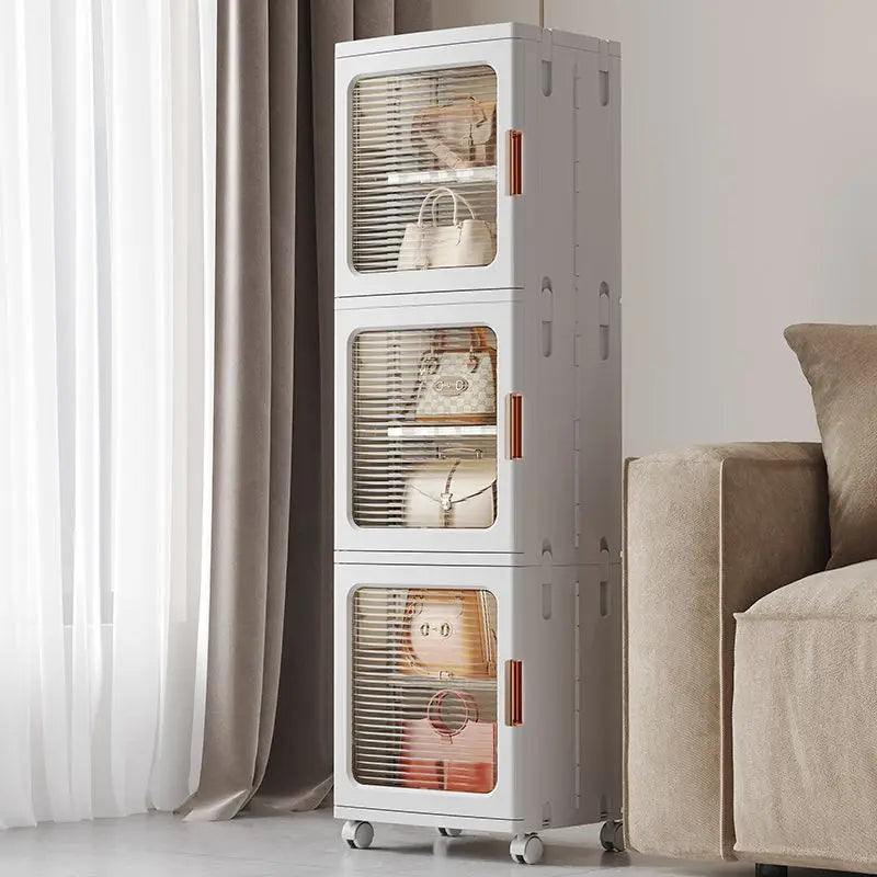 Acrylic 3-Tier Storage Cabinet With Wheels