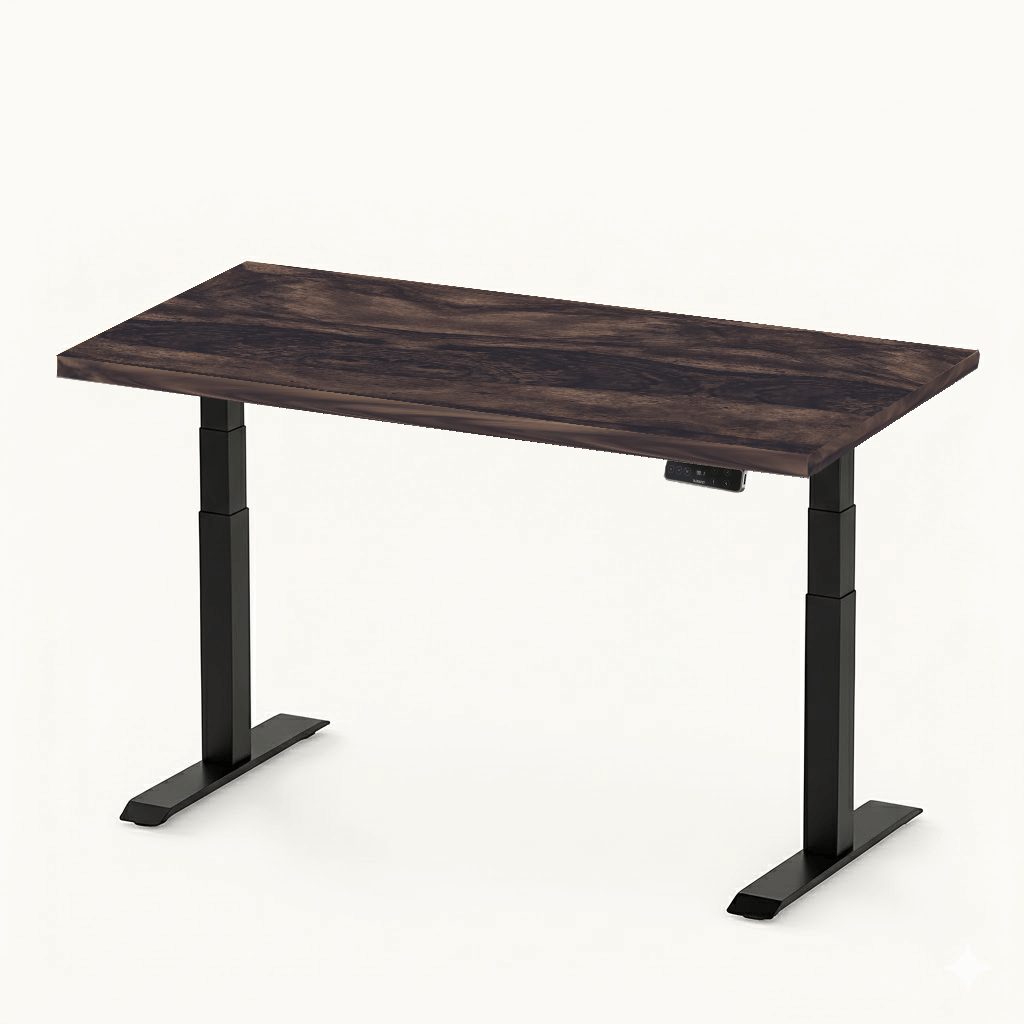 FlexiSpot E7 - Dual Motor Premium Standing Desk With Black Frame - Rustic Walnut (Shine)