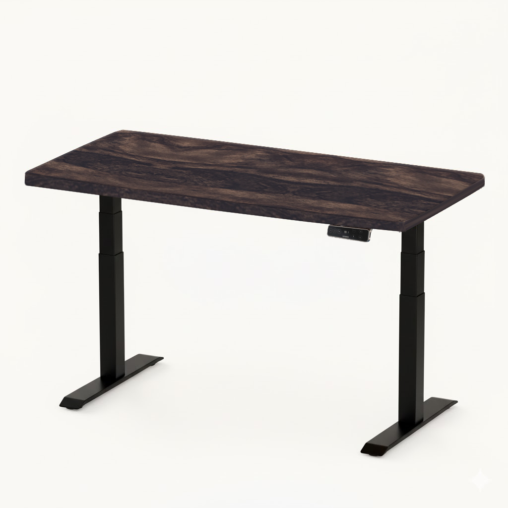 FlexiSpot E7 - Dual Motor Premium Standing Desk With Black Frame - Rustic Walnut (Shine)