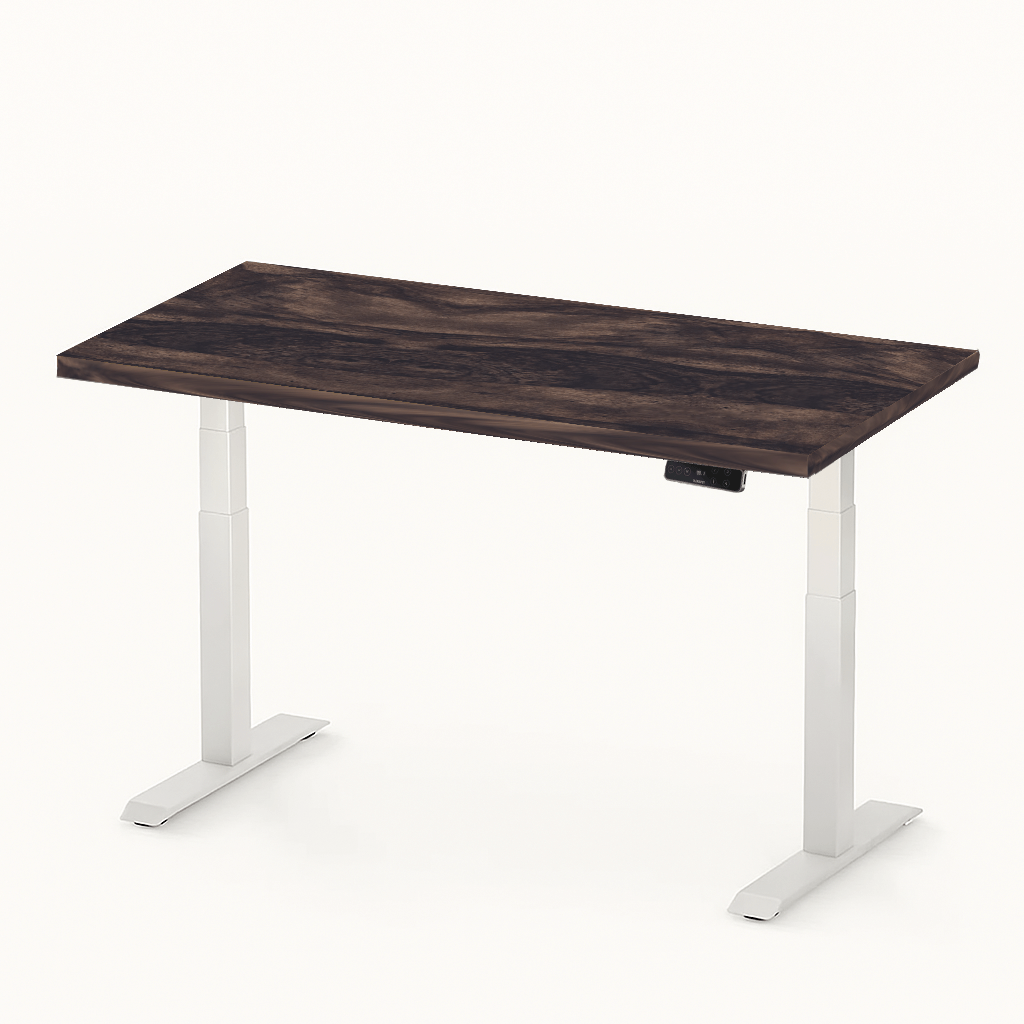 FlexiSpot E7 - Dual Motor Premium Standing Desk With White Frame - Rustic Walnut