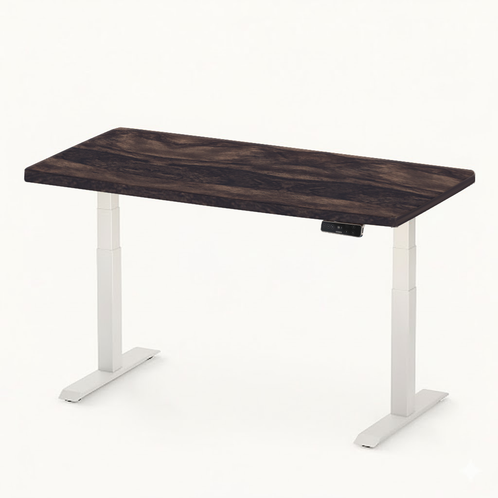 FlexiSpot E7 - Dual Motor Premium Standing Desk With White Frame - Rustic Walnut