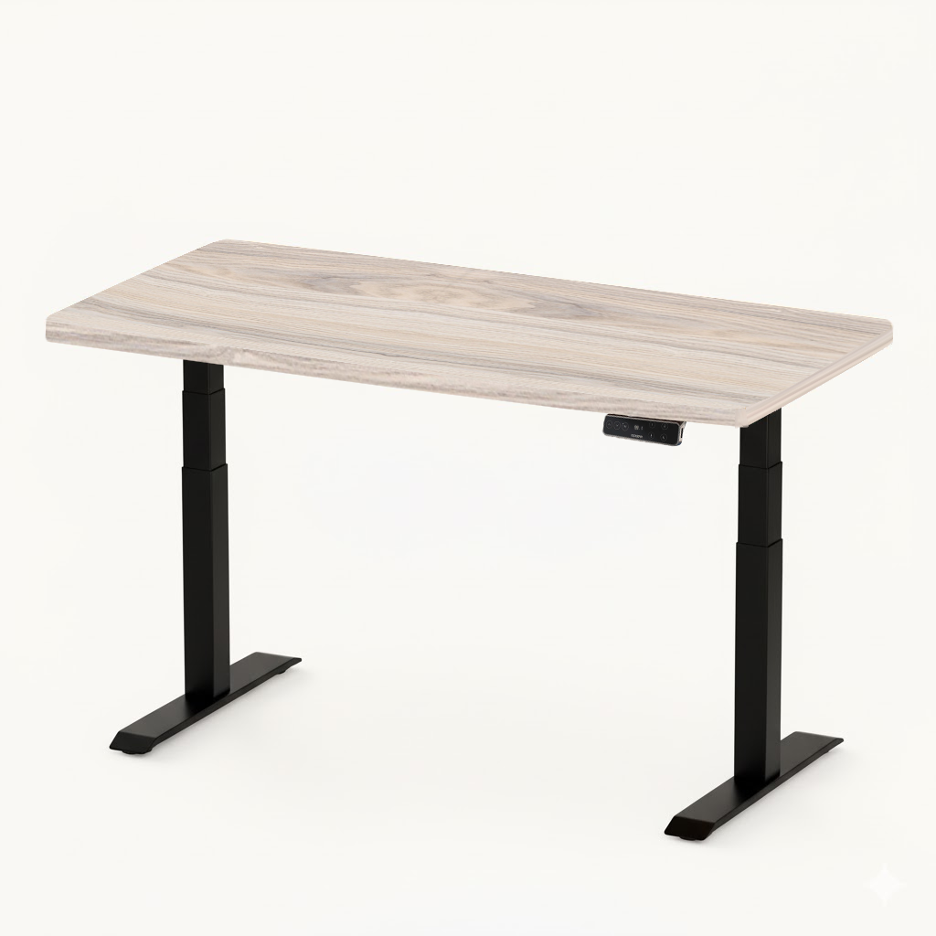 FlexiSpot E7 - Dual Motor Premium Standing Desk With Black Frame - Natural Ashwood