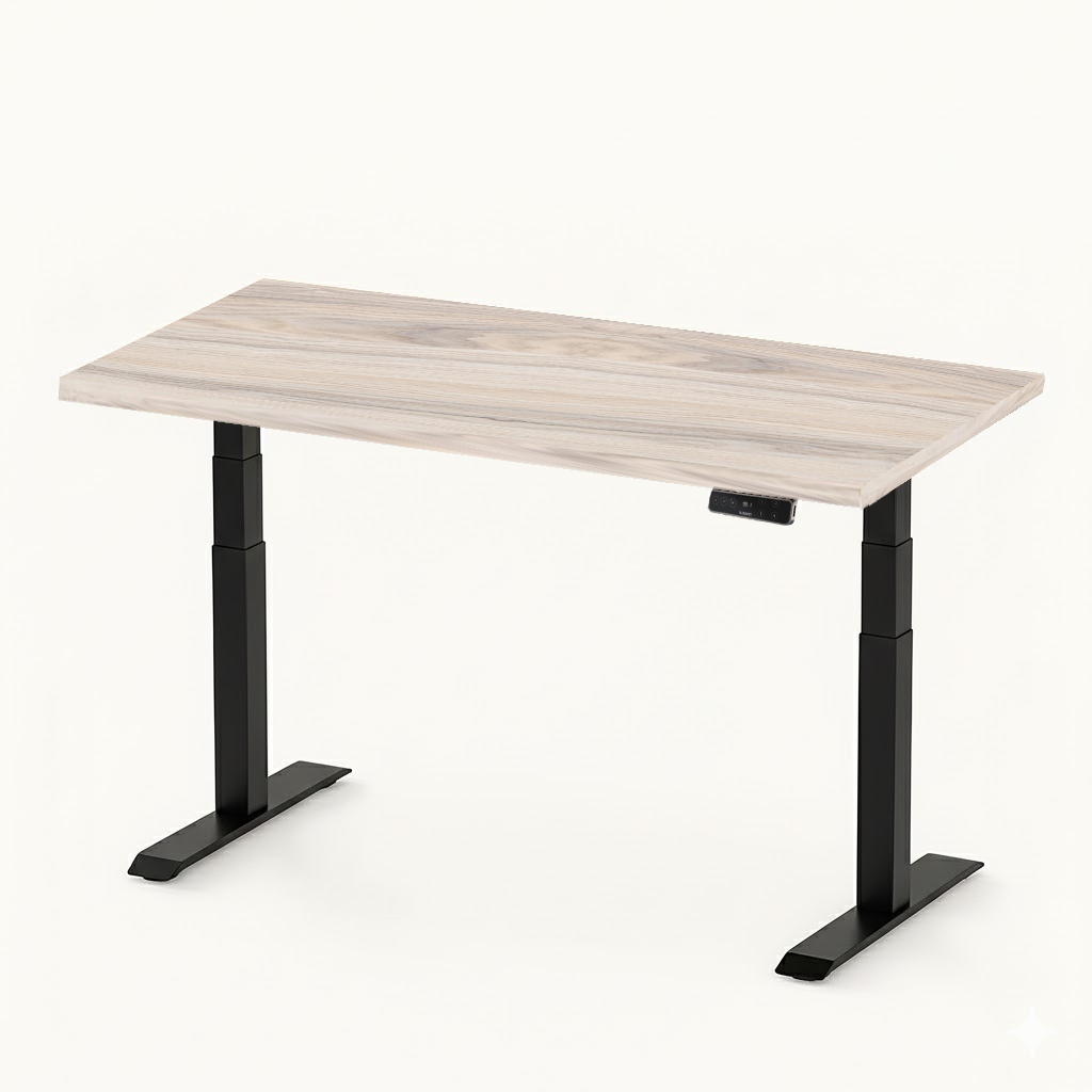 FlexiSpot E7 - Dual Motor Premium Standing Desk With Black Frame - Natural Ashwood