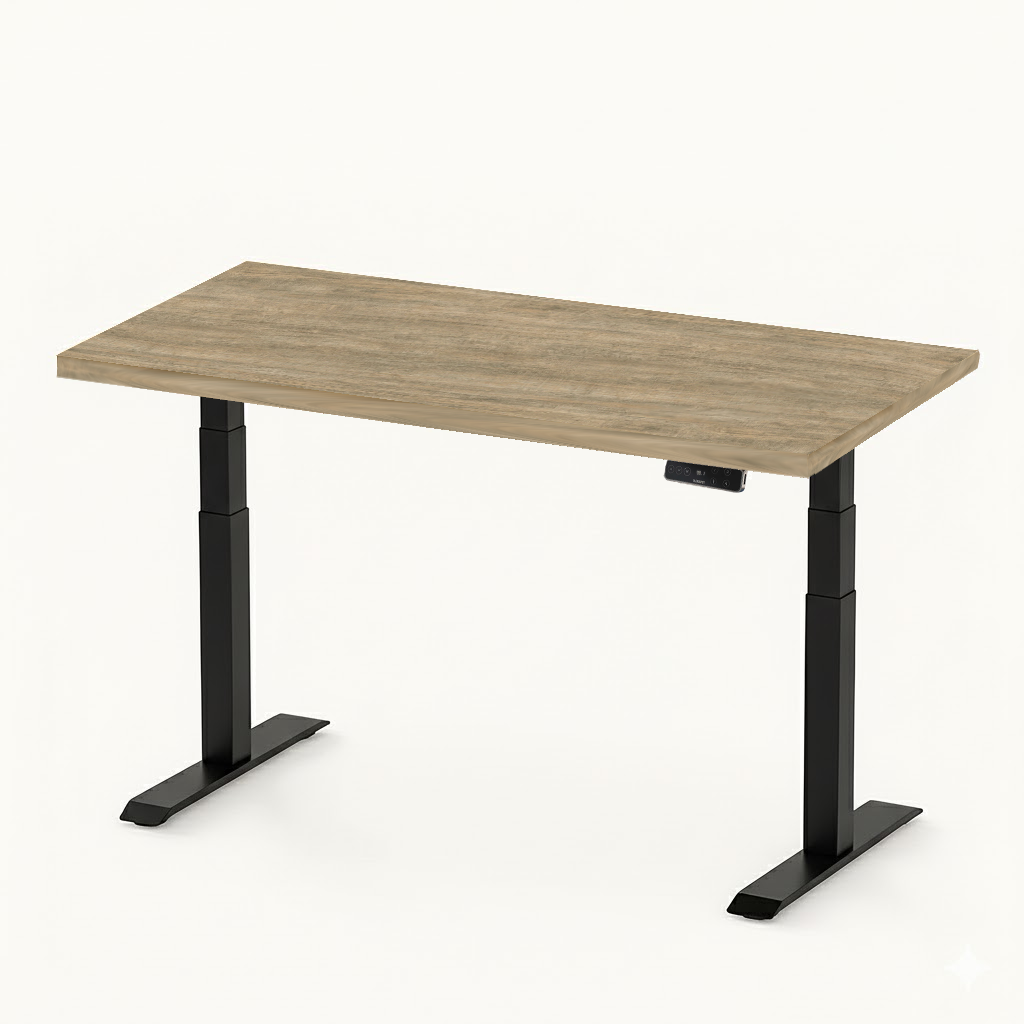 FlexiSpot E7 - Dual Motor Premium Standing Desk With Black Frame - Beech Wood