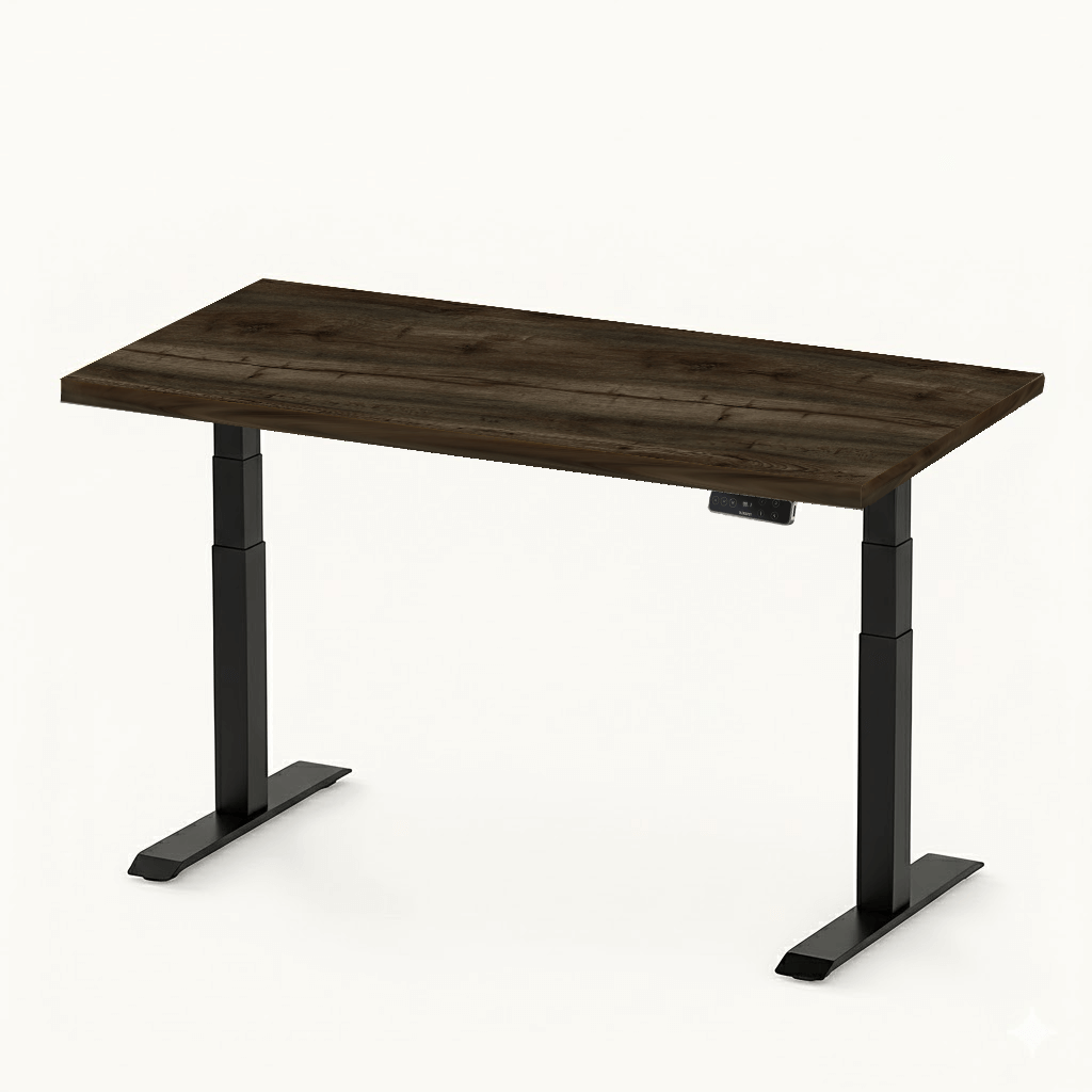 FlexiSpot E7 - Dual Motor Premium Standing Desk With Black Frame - Smoked Oak